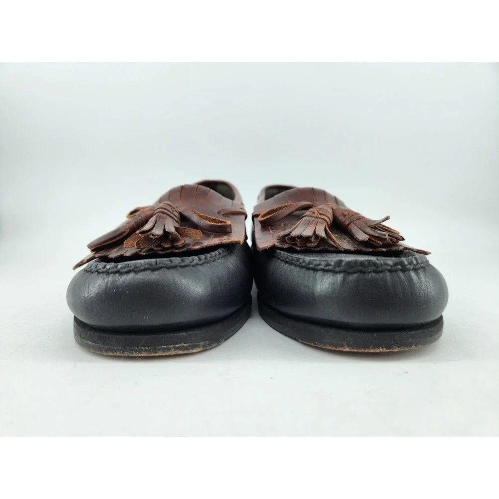 Johnston & Murphy Aragon II Kiltie Tassel Loafers Mens 9.5 M Black Brown Leather